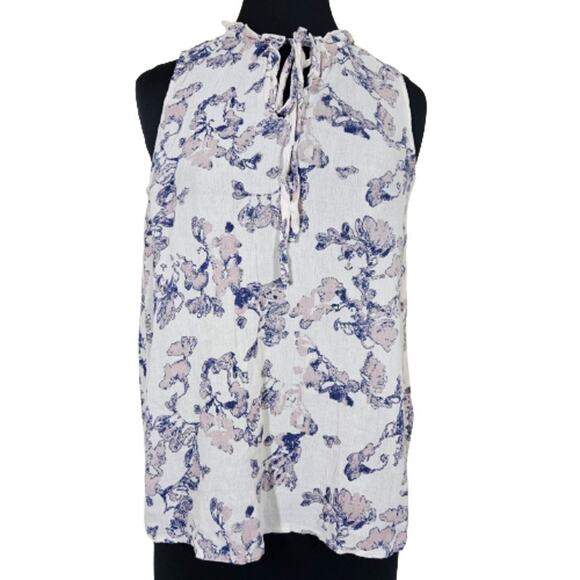 Cream Print Sleeveless Blouse Size Medium - Picture 1 of 5